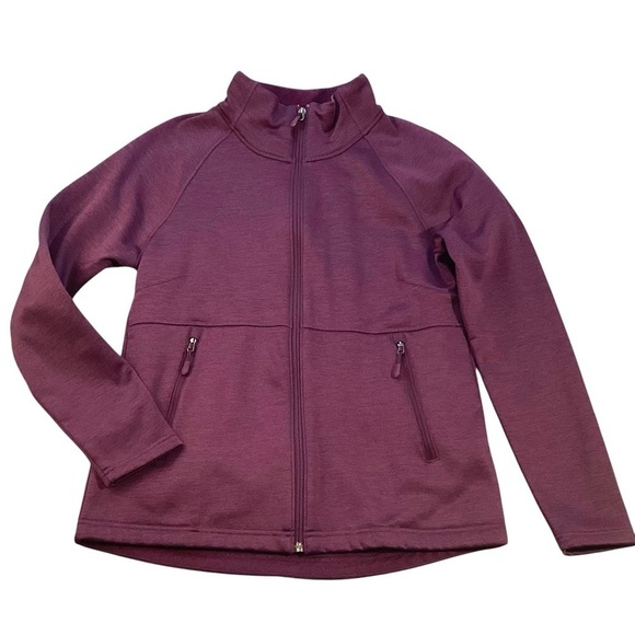 Kirkland Signature Full Zip Fleece Lined Jacket Sweater, Eggplant Color SMALL - Picture 8 of 10